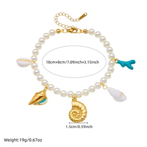 Elegant Pearl Bracelet Gold Plated Conch Shell Pendant Women's Jewelry Accessory - Product Image 4