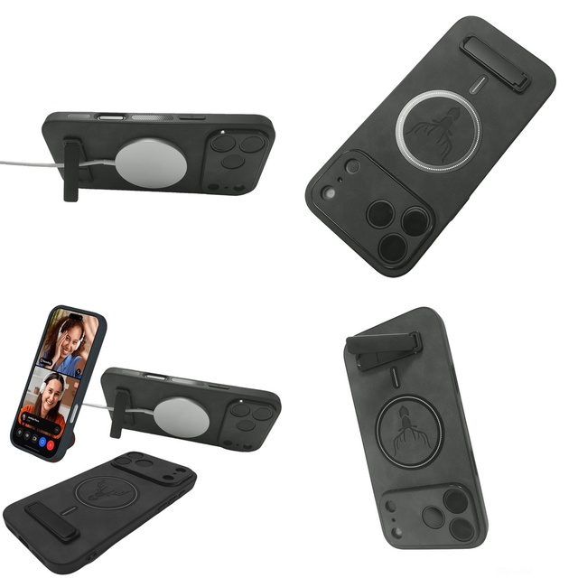 Magnetic Phone Case with Kickstand Durable PC+TPU Protective Shell for iPhone 17 16 15 14 13 Pro Max Wireless Charging Support