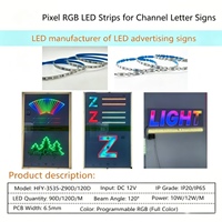 Bande LED à pixels en zigzag SMD 3535, LED RGB adressable pour enseigne au néon