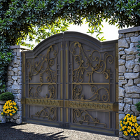 Portes d'allée automatiques coulissantes en fer électrique de conception européenne moderne pour Villa & Hotel Porte d'entrée pivotante en fer forgé personnalisée