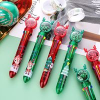 Stylo gel en plastique YJ Noël 10 couleurs, motif de cerf à paillettes de dessin animé, père Noël, coloré, rétractable, 0,7 mm, cadeau pour étudiants de bureau et d'école