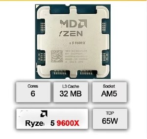 Nuevo Procesador de Escritorio Original R5 9600X de 5.4GHz, 6 Núcleos, 12 Subprocesos, 65W TDP, Socket AM5, Sin Ventilador - Product Image 1