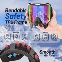 Masques de ski et de snowboard pour adultes, adolescents, hommes et femmes - UV400 anti-buée, vision large, masques de motoneige