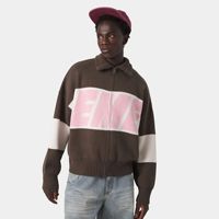 Cardigan en tricot de soie rétro Harajuku transfrontalier, style streetwear, fermeture éclair, pour homme et femme, ample, décontracté, automne-hiver, motif lettres