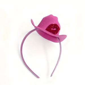 Décoration de la Saint-Valentin Pafu, mini chapeau de cowboy, nœuds pour cheveux, décoration de lèvres en strass <span class=keywords><strong>rouge</strong></span>, bandeau de chapeau de cowboy pour les fournitures de la Saint-Valentin - Product Image 3