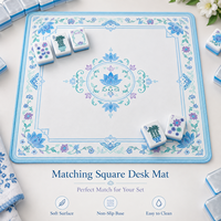 Jeu de Mahjong Américain Personnalisé Translucide Effet Glaçon 160 Pièces Tuiles Acryliques à Bord Bleu Art Lotus Délicat Jeu de Famille de Luxe Cadeau