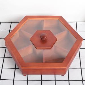 Solid Wood Dried Fruit <b>Box</b> Polygon Shape With Glass Lid For Storage And <b>Gifting</b> - Product Image 4