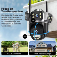 Cámara Exterior V380 Pro WiFi/4G 9MP 3 Lentes 3 Pantallas WiFi 4G con Tarjeta SIM, Cámara de Seguridad Doméstica Inalámbrica WiFi CCTV