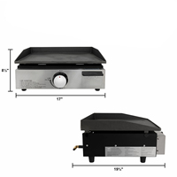 Plaque de barbecue portable de 17 pouces pour l'extérieur Grille de table alimentée en acier Combo Plancha à un brûleur BBQ extérieur portable au propane
