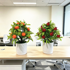 Árbol Frutal Artificial Paulon, Bonsái de 20 cm de Altura, Planta en Maceta de Plástico, Naranja, Cereza, Granada, Decoración para el Hogar - Product Image 1