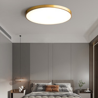 Lámpara de Techo LED Nórdica de Cobre, con Tres Colores Atenuables, Acrílica, Moderna, Simple, Ultrafina, para Dormitorio, 3000K-6000K, 1 Año de Garantía