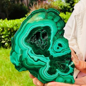 400-500g Pierre de cristal de malachite naturelle, pendule, pierre fossile, cadeaux, tranche de malachite, plaque de malachite - Product Image 3