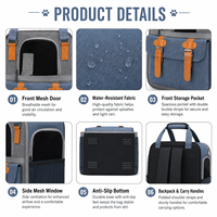 Sac de voyage pliable pour animaux de compagnie, grande capacité, respirant, facile à nettoyer, sac à dos portable pour chiens et chats, utilisation en extérieur