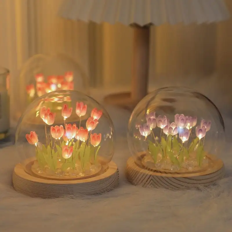 Handgemaakte Tulp Nachtlampje Bloemenlamp Doe-Het-Zelf Schattige Lichtjes Bedversiering Huisdecor Voortreffelijk Cadeau Voor Moeder Echtgenoot Creatief