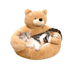 Mignon Ours Chien Lits Doux En Peluche Pet Chat Réchauffement Confortable Calmant Teddy Hug Kennel Pad Moyen Petits Chiens Chiot Kitty Teddy Bear <span class=keywords><strong>Lit</strong></span> - Product Image 1