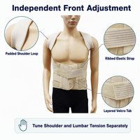 Correcteur de posture dorsal beige avec bretelles rembourrées et soutien lombaire à 3 niveaux