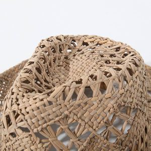 Handmade Malan Grass Straw Cowboy <b>Hat</b> New Design Outdoor Sun <b>Hat</b> Hollow Out Indian Aster Straw <b>Hat</b> - Product Image 2