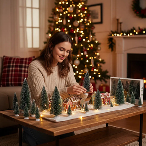 21pcs קישוט חג המולד מיני עץ חג המולד מיני עץ חג המולד אביזרים הכפר בקבוק מברשת עצים - Product Image 5