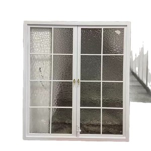 Fenêtre à battants en verre artistique de style rétro français, fer forgé, intérieur en aluminium, treillis coulissant et cloisons - Product Image 1