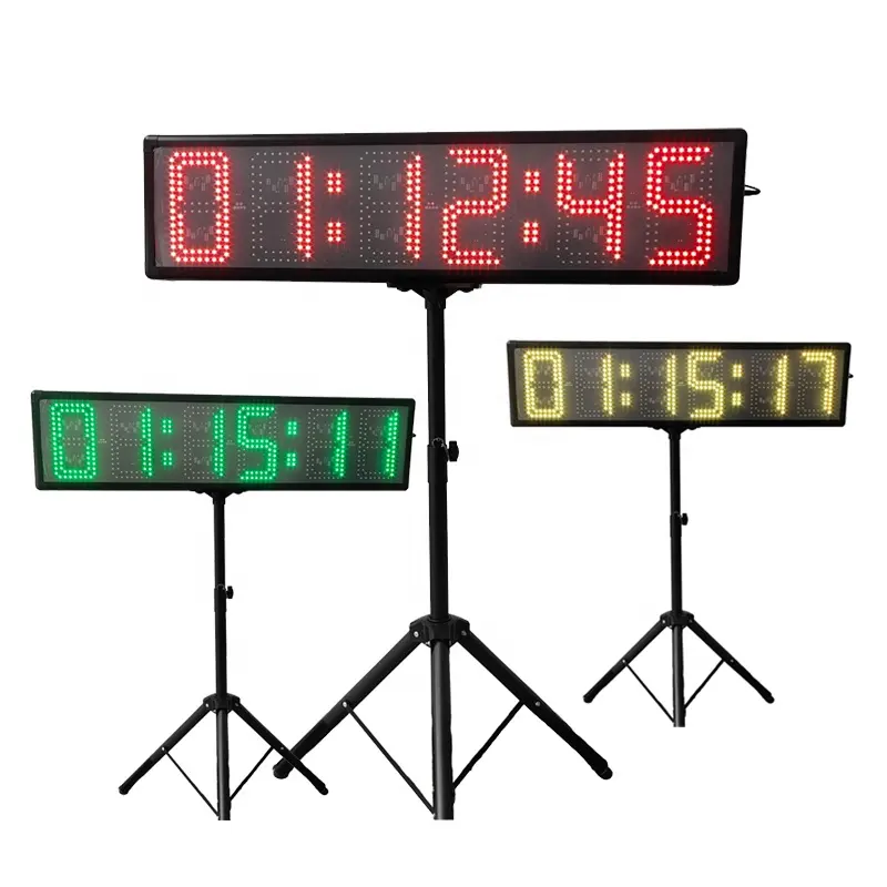 Jhering Professional 8-Inch Electronic Double-Sided LED Race Clock Customizable 6-Digit Hanging Stopwatch