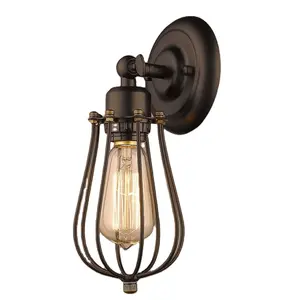 Shinetime Estilo Vintage Industrial Mini Fio Gaiola Arandela Luminárias de Parede