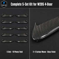 Mercedes W205 Classe C 4 portes, pare-chocs arrière, décoration latérale en fibre de carbone, ensemble de 5 pièces, C200 C300 C63 C63S 2015-2021, adhésif 3M