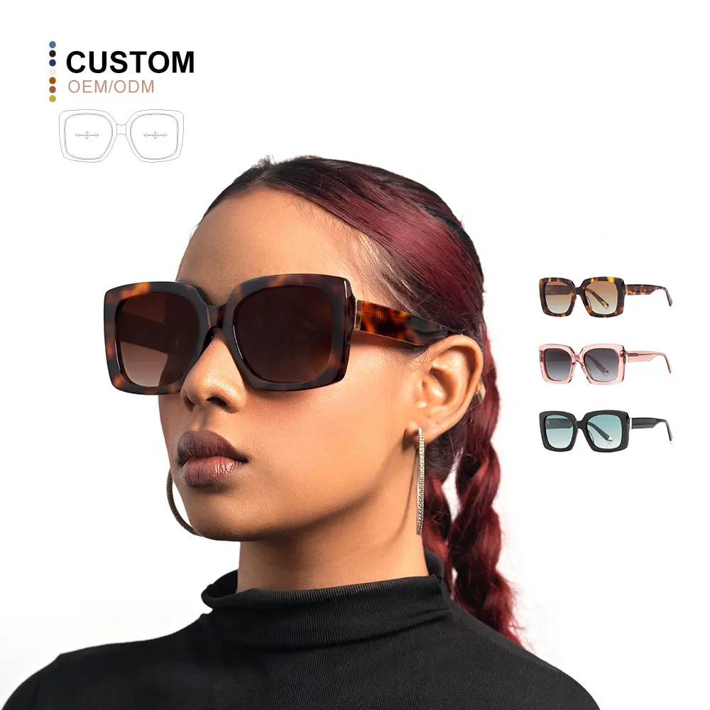 Occhiali da sole 2024 moda acetato di alta qualità tonalità quadrate occhiali da sole Custom di lusso donne occhiali da sole uomini