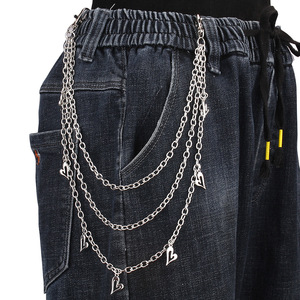 Chaîne de taille multicouche en forme de cœur Yueli en alliage de zinc, chaîne de pantalon tendance hip-hop, bijou décoratif pour usage quotidien et style urbain - Product Image 2