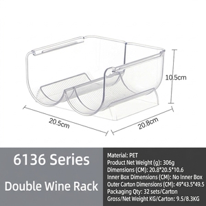 Range-bouteilles transparent en plastique peu encombrant pour réfrigérateur, organisateur de canettes de soda pour le stockage du vin, de la bière, des sodas, pour garde-manger et bar - Product Image 6