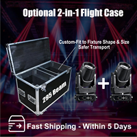 Projecteur à tête mobile Sharpy Beam 295W 14R super lumineux avec prisme à facettes 8+16, DMX512, pour scène, avec flight case pour DJ, concerts et événements