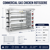 Machine à rôtir le poulet au gaz et à l'électricité, en acier inoxydable, Xinzhuolian JGT-4P, garantie 1 an pour les restaurants