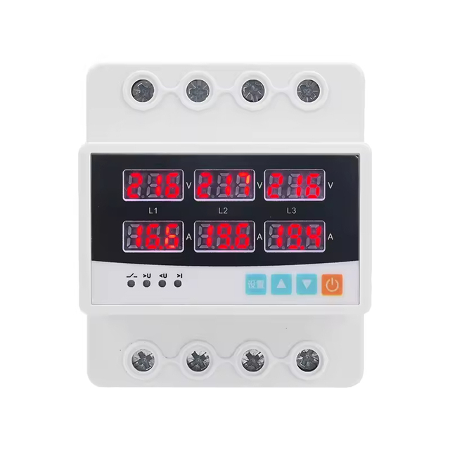 Tuya WiFi 63A Three-Phase AC Metering Switch Protection Circuit Breaker AVR Digital Display Overvoltage Protection (3P+N) 0.5kVA