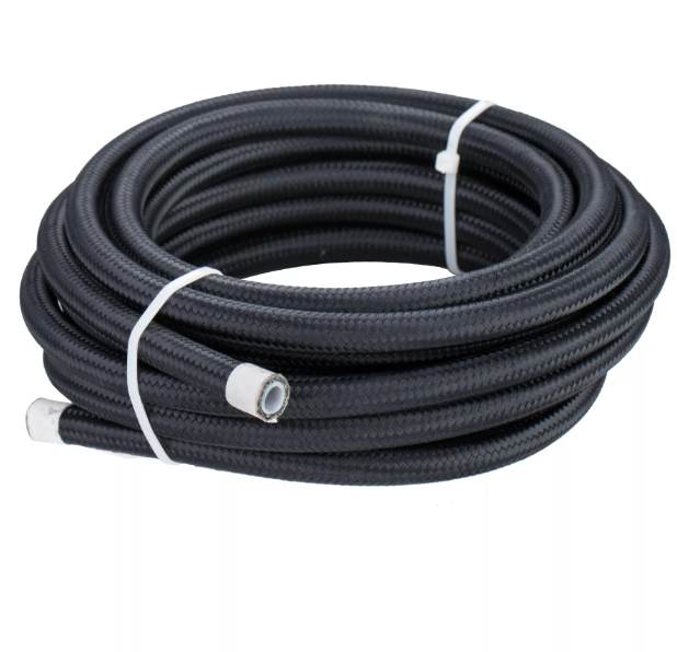 black nylon cover stainless steel braided nbr rubber or PTFE plastic tube fuel line oil cooler hose