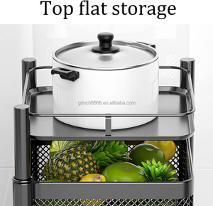 Étagère à cadre en métal à 5 couches étagère rotative étagère de <span class=keywords><strong>rangement</strong></span> de cuisine carrée rotative étagère verticale chariot de <span class=keywords><strong>rangement</strong></span> sur roues - Product Image 6