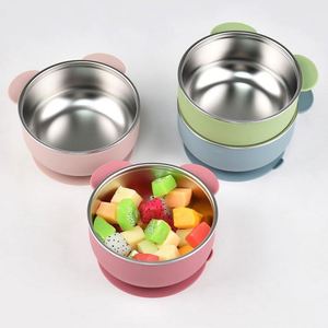 Bol pour bébé coloré réutilisable en acier inoxydable 304 avec couvercle en silicone, qualité alimentaire, passe au lave-vaisselle, antidérapant - Product Image 1