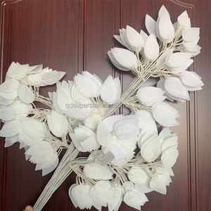 ¡Novedad DE 2017! Decoración de boda blanca de tendencia, hoja de simulación grande, hojas de Banyan blancas de tres ramas - Product Image 2