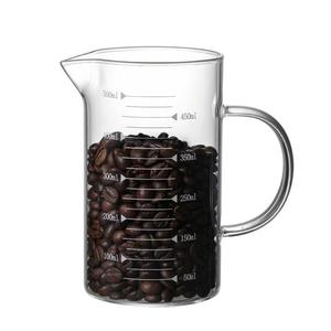 Bécher 250ML à 1000ml Pichet 17oz Tasse à lait de qualité alimentaire Récipient à grains de café en verre Marques Nombre Pot à large bouche avec couvercle en bambou Haut - Product Image 1