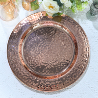 Assiettes de présentation en cuivre martelé, vaisselle de luxe en métal antique pour la décoration de tables de mariage, événements et fêtes, vente en gros