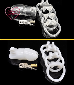 Harsen mannelijk kuisheidsapparaat met 4 maten penisringen, cock cage, cockring, kuisheidsgordel, penis slot, adult games, seksspeeltjes voor mannen - Product Image 4