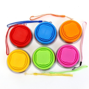 Gobelet de voyage pliable en silicone réutilisable avec couvercle, ensemble de gobelets de sport en silicone de poche pour le camping en plein air - Product Image 2