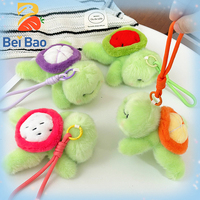 Porte-clés en peluche de 4 pouces, tortue verte souriante mignonne, en forme de coquille de fruit colorée, pendentif de sac, fabrication usine, pour machine à griffes, en stock