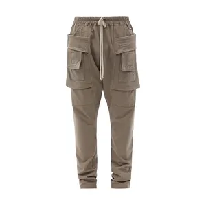 OEM service custom high quality Mens cotton jersey cargo trousers drawstring waist pants