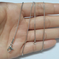 Collier chaîne fine en acier inoxydable couleur argent, prêt à être expédié, 1 mm, longueur 45 cm/50 cm/55 cm