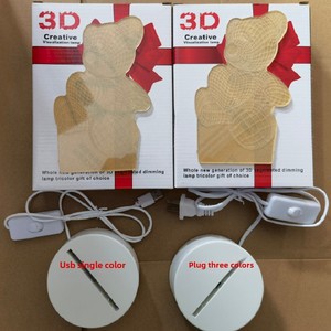 Yaratıcı 3D LED Sıcak Beyaz Akrilik USB Şarjlı Modern Yuvarlak Yüksek CRI 10 Gece Lambası Çocuk Odası Masaüstü Lambası - Product Image 3
