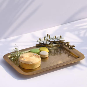 Haute qualité métal acier inoxydable plateau de service alimentaire Primum or Rectangle aliments plateau pour Table à manger centres de table décor - Product Image 1