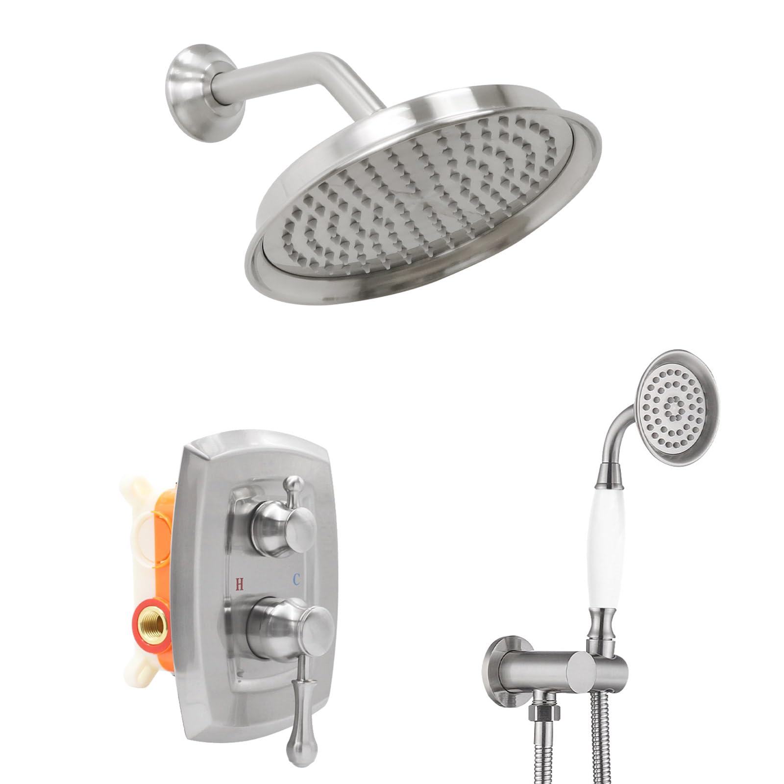 Douche inclinée en nickel brossé