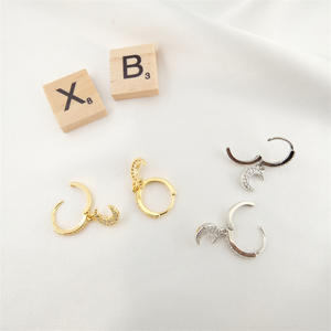 Clip de boucle d'oreille en laiton accessoires de bijoux Micro insert Zircon 18K <span class=keywords><strong>bricolage</strong></span> résultats de bijoux plaqué or croissant boucles d'oreilles - Product Image 1
