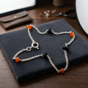 Pulsera de Plata 925 con Cuentas y Gemas de Coral, Diseño Elegante para Mujer, Ideal para Regalo - Product Image 1