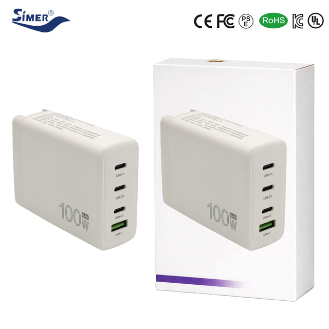 Gallium Nitride GAN Quick Charger 100W with USB a Ports and Detachable Global Adapters