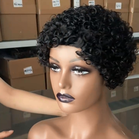 Pas cher Coupe Pixie Perruques Bouclées Perruques fabriquées à la machine Cheveux humains cheveux vierges brésiliens Perruques courtes Coupe Pixie pour femme noire